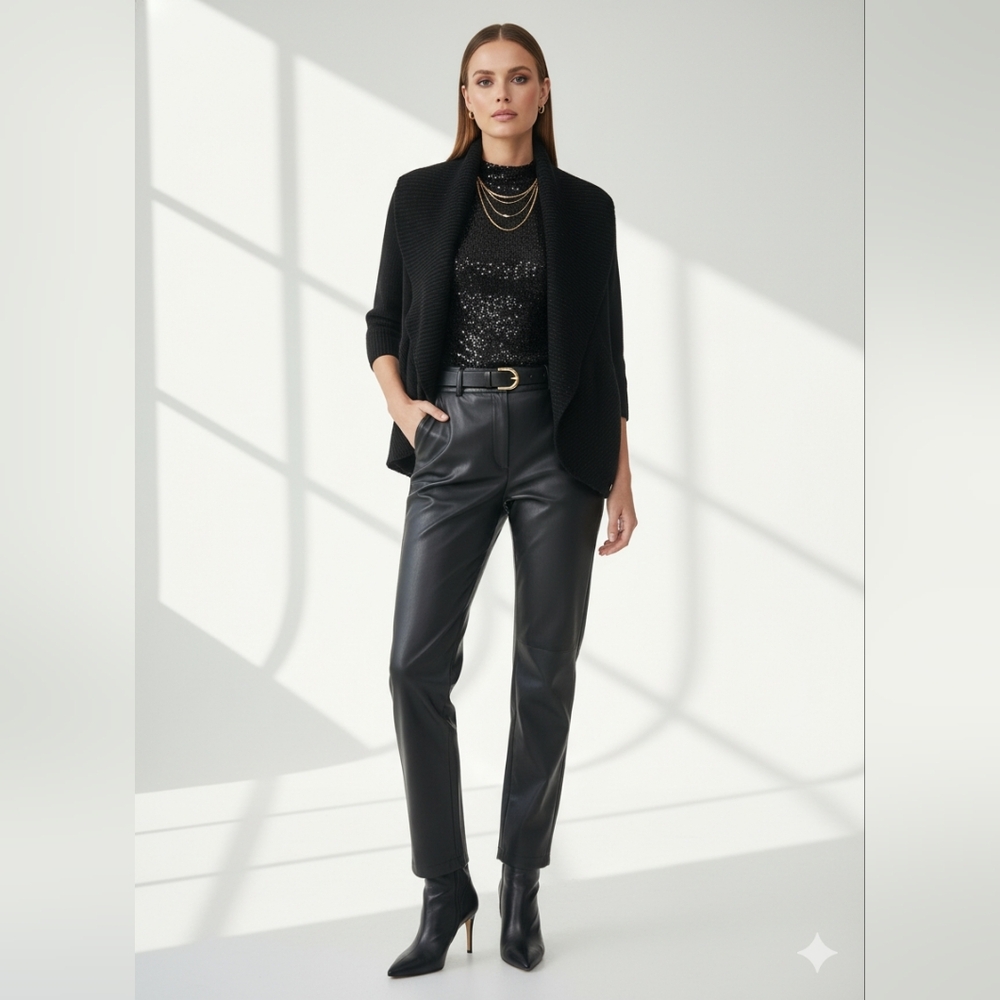 DVF Black Ribbed Shawl Collar Wool Cardigan S - Picture 3 of 8